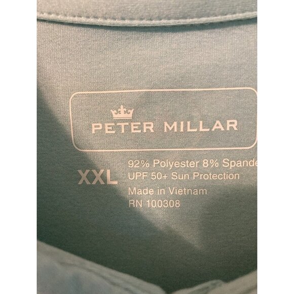 Peter Millar Blue Polo Mens Shirt w/ Sun Protection Golf Short Sleeve XXL (VG) - Picture 5 of 9